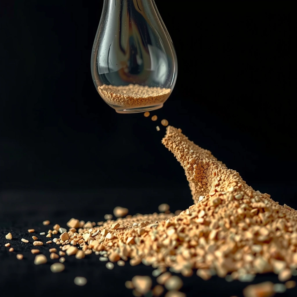 Złoty piasek przesypujący się przez klepsydrę na czarnym tle